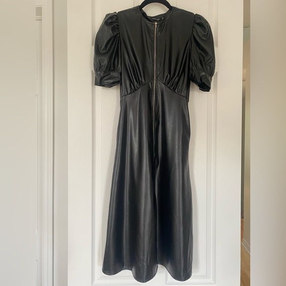 FAUX LEATHER MIDI DRESS - Picture 1 of 4